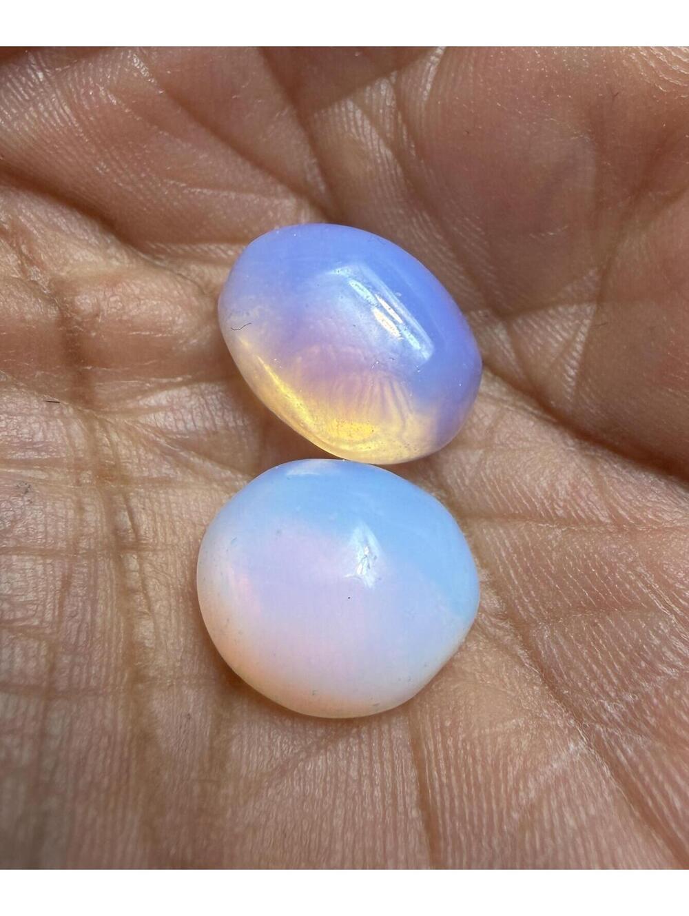 GEMS Pair of Opalite Polished Gemstones Approx 1.5 inch by 3 eighth Inch Each